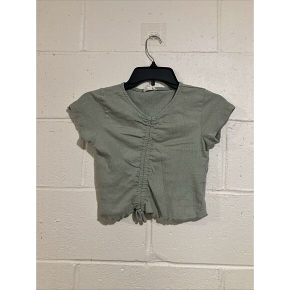 Jessica Simpson Shirt Girls Green Short Sleeve V Neck Pullover Top - Picture 12 of 13